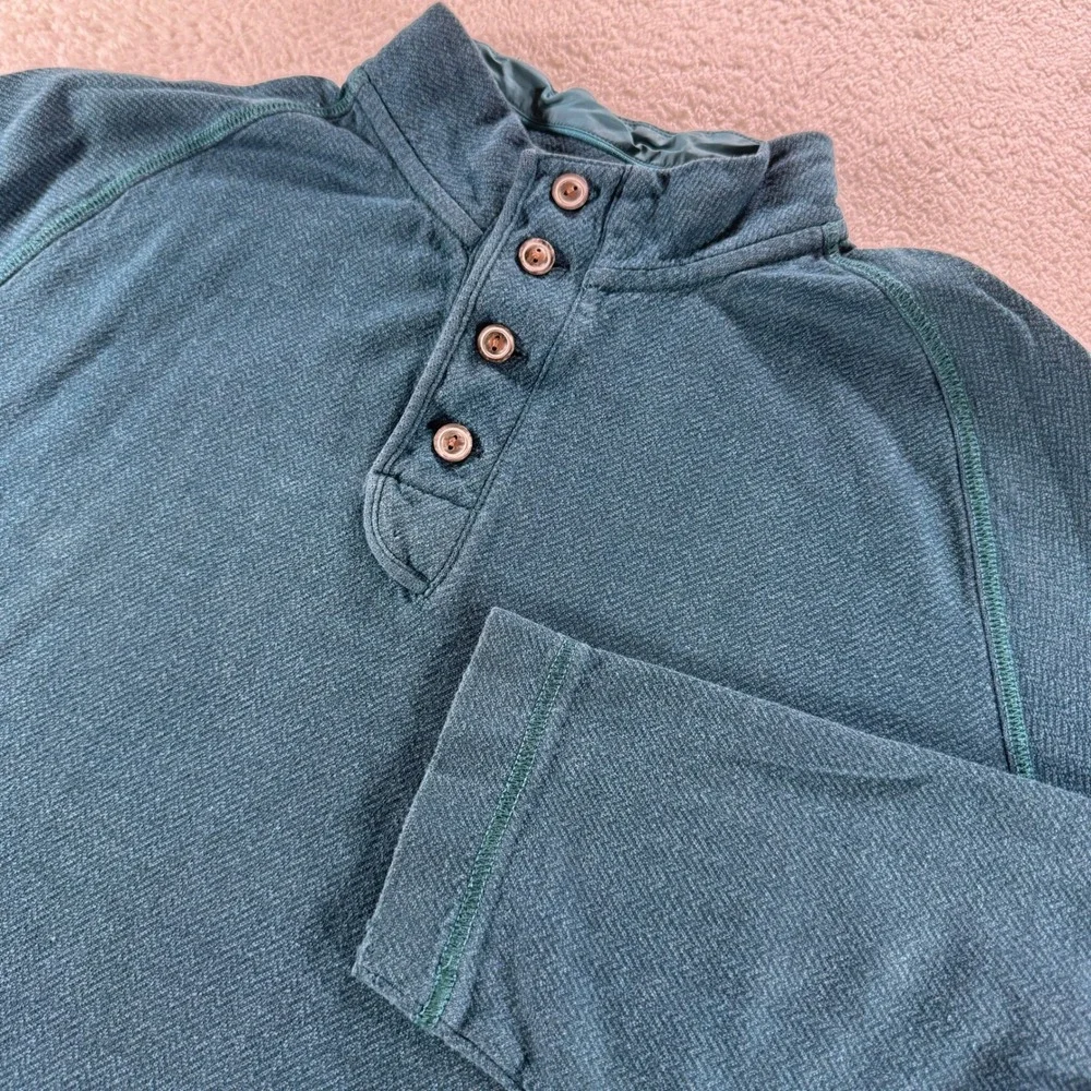 Tommy Bahama Men's Quarter Button Up Teal Blue‎ Sweatshirt Preppy Work Cotton XL